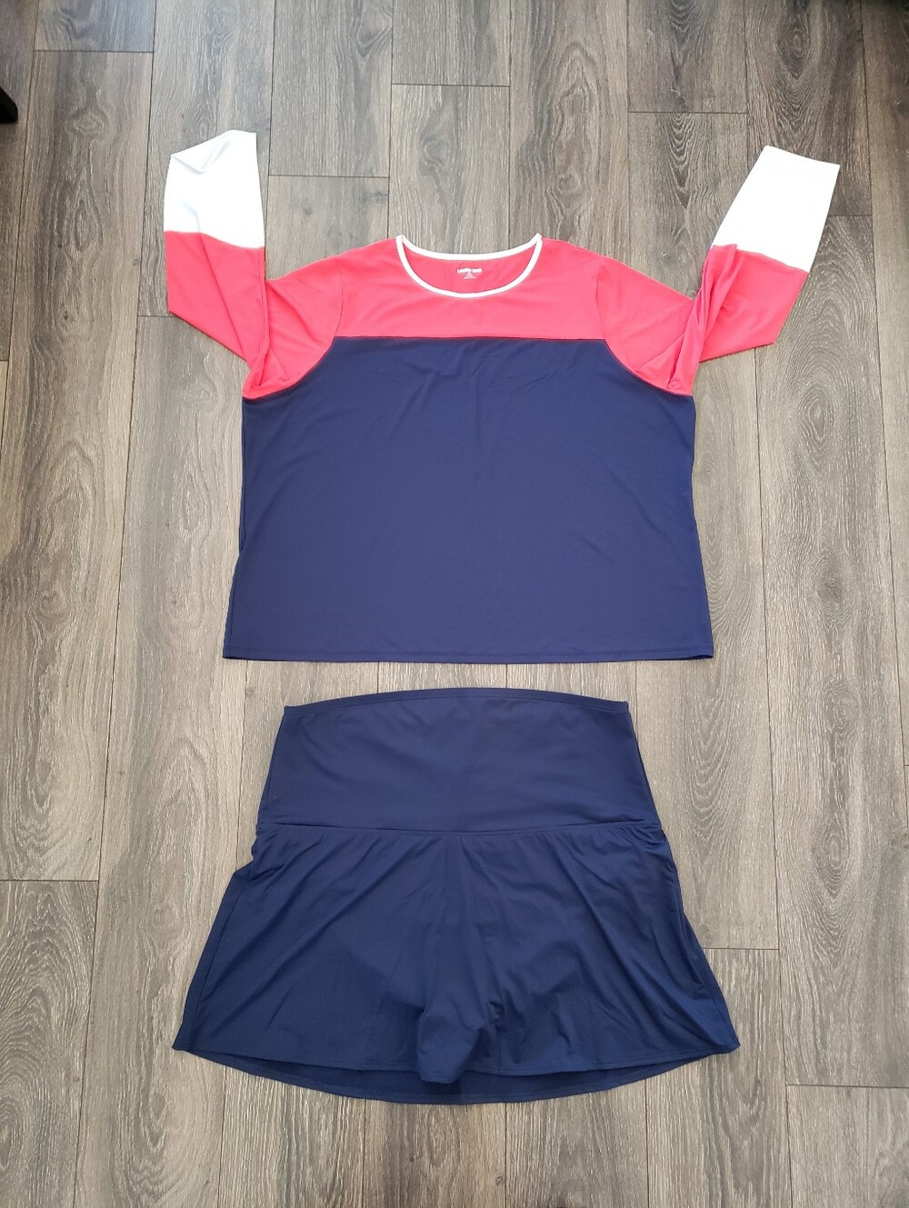 Lands End Long Sleeve Rash Guard And Quick Dry Swim skirt set Size 3x Spf 50+